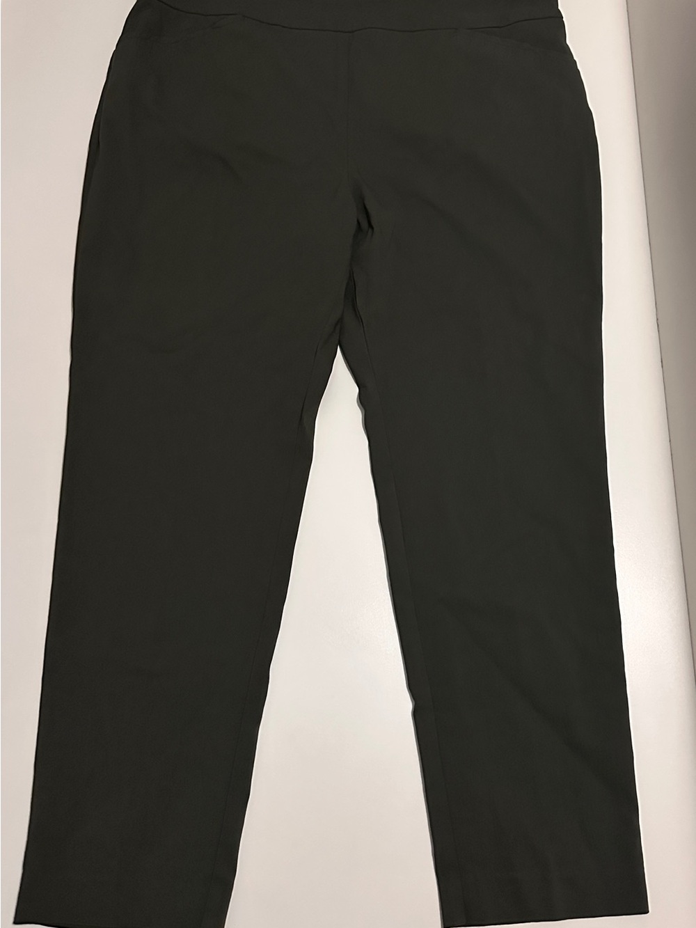 Chico’s Women’s 3xl Pants Petite Olive Straight Leg Flat Front Stretch Pants